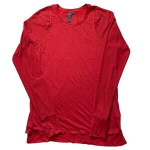 Sweaty Betty Breeze Long Sleeve Shirt Red Sz Small Women's Wool Blend Stretch